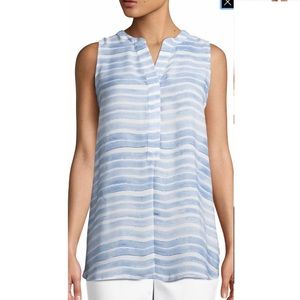 🍋5/$25 Joan Vass Watercolor-Striped Sleeveless Tunic